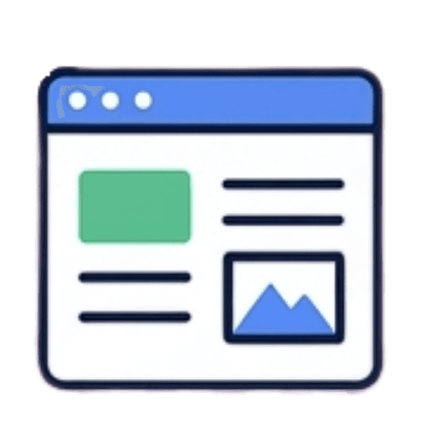 Landing page icon showing page layout and lead generation flow