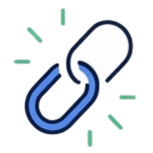 Link building icon showing backlinks and authority growth