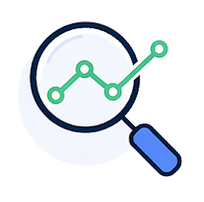 SEO audit icon showing search growth and analysis